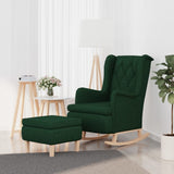 vidaXL Fauteuil met schommelpoten en voetenbank stof lichtgrijs