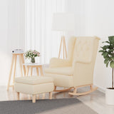 vidaXL Fauteuil met schommelpoten en voetenbank stof lichtgrijs