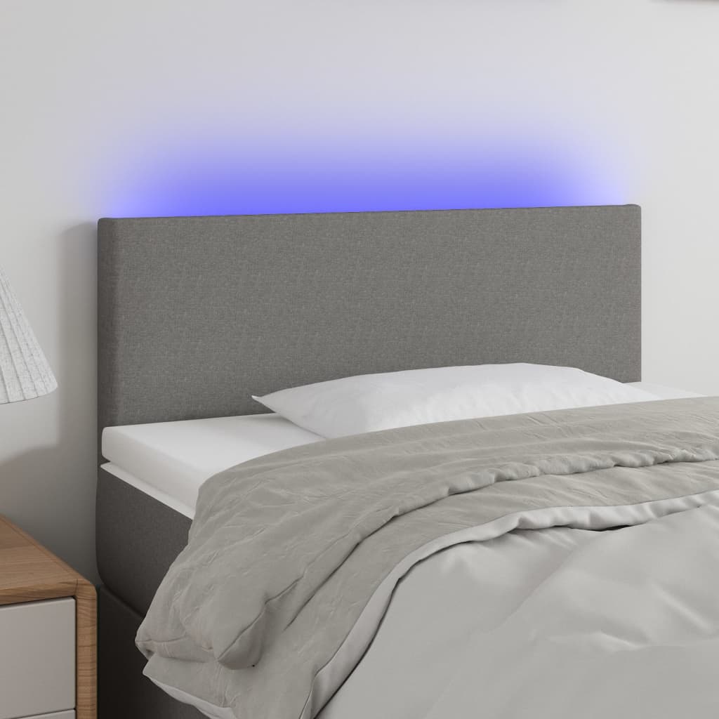 vidaXL Hoofdbord LED 80x5x78/88 cm stof lichtgrijs