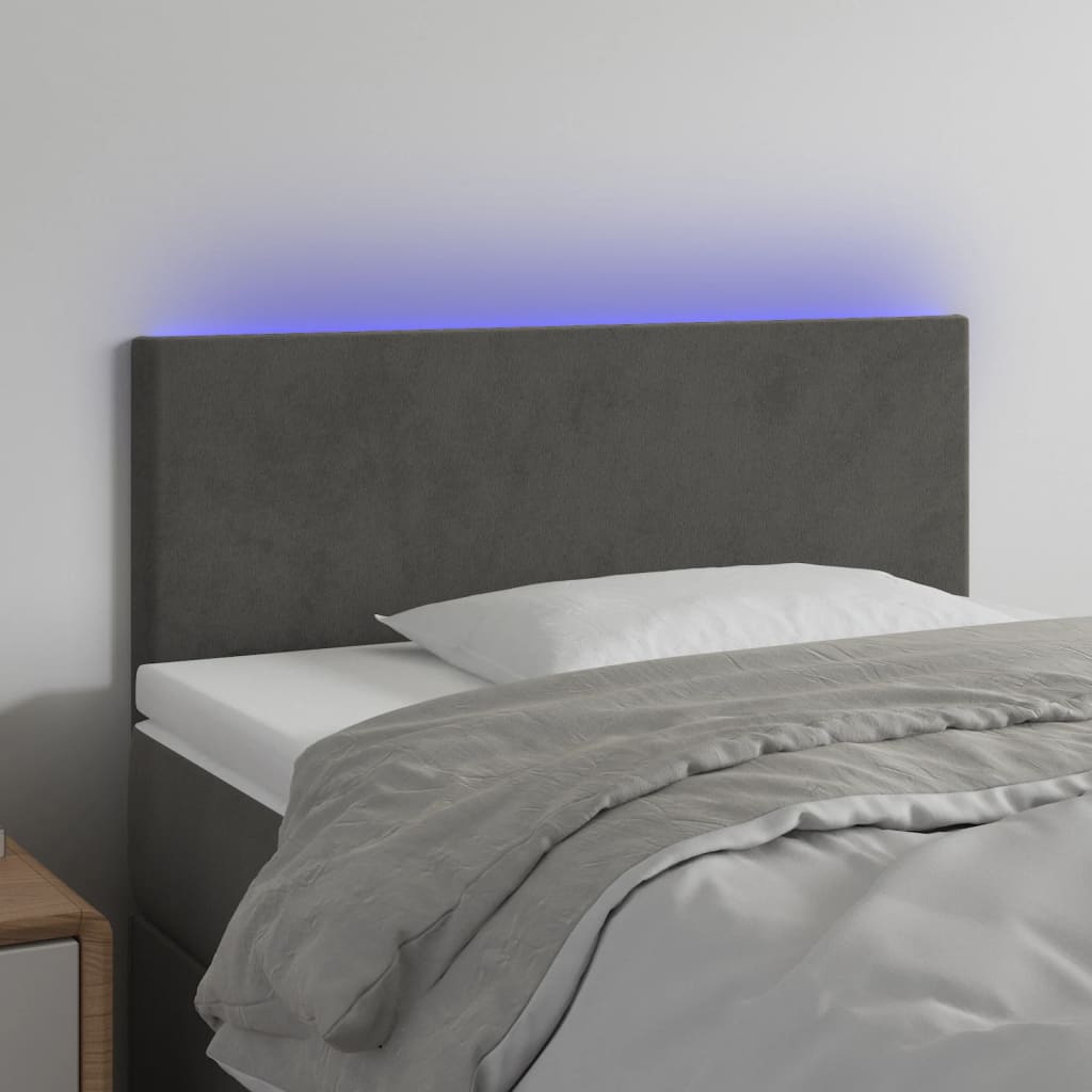 vidaXL Hoofdbord LED 80x5x78/88 cm fluweel lichtgrijs