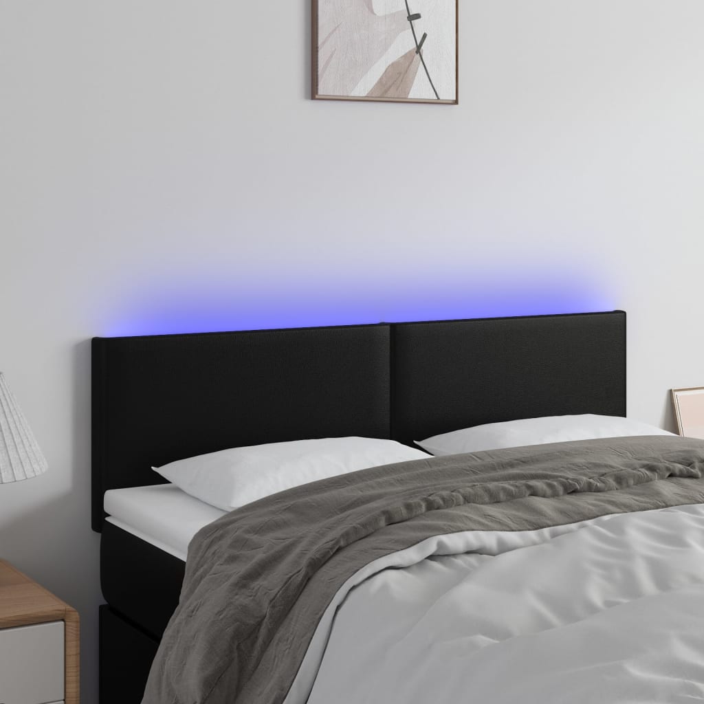 vidaXL Headboard LED 80x5x78/88 cm faux leather black