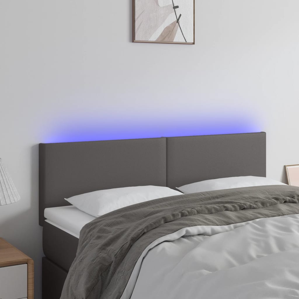 vidaXL Headboard LED 80x5x78/88 cm faux leather black