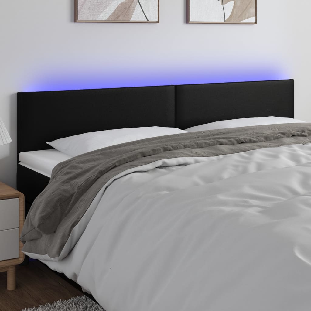 vidaXL Headboard LED 80x5x78/88 cm faux leather black