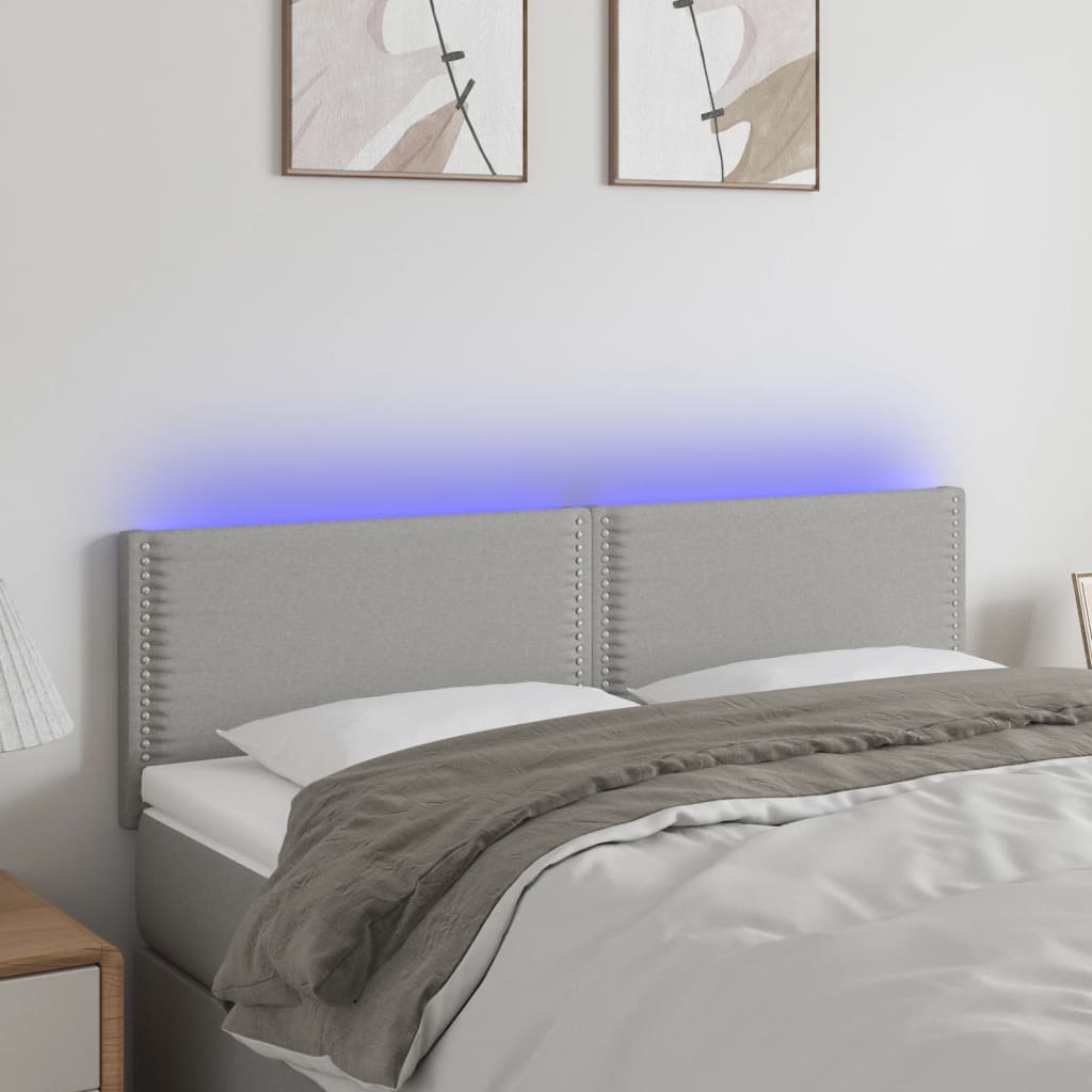 vidaXL Hoofdbord LED 80x5x78/88 cm stof lichtgrijs