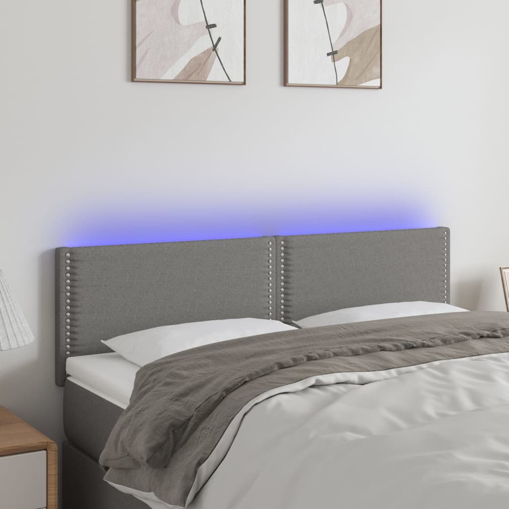 vidaXL Hoofdbord LED 80x5x78/88 cm stof lichtgrijs