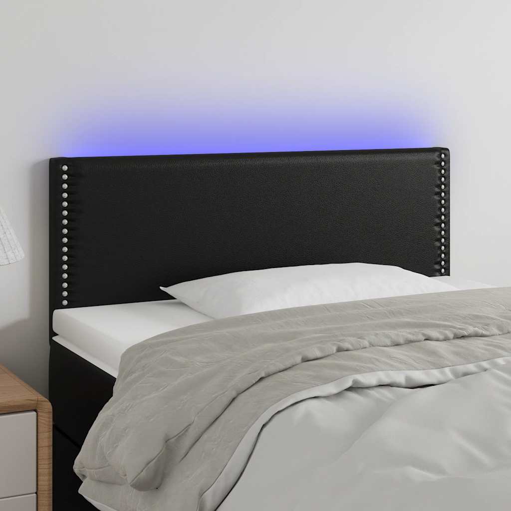 vidaXL Headboard LED 80x5x78/88 cm faux leather black