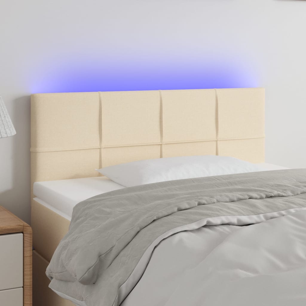 vidaXL Hoofdbord LED 80x5x78/88 cm stof lichtgrijs