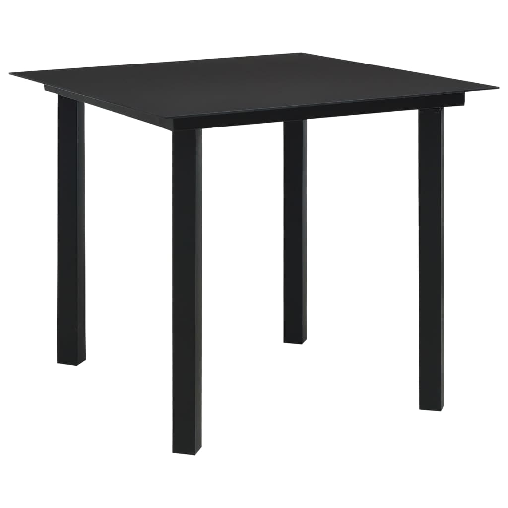 vidaXL Garden Table 80x80x74 cm Steel and Glass Black