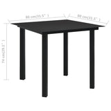 vidaXL Garden Table 80x80x74 cm Steel and Glass Black