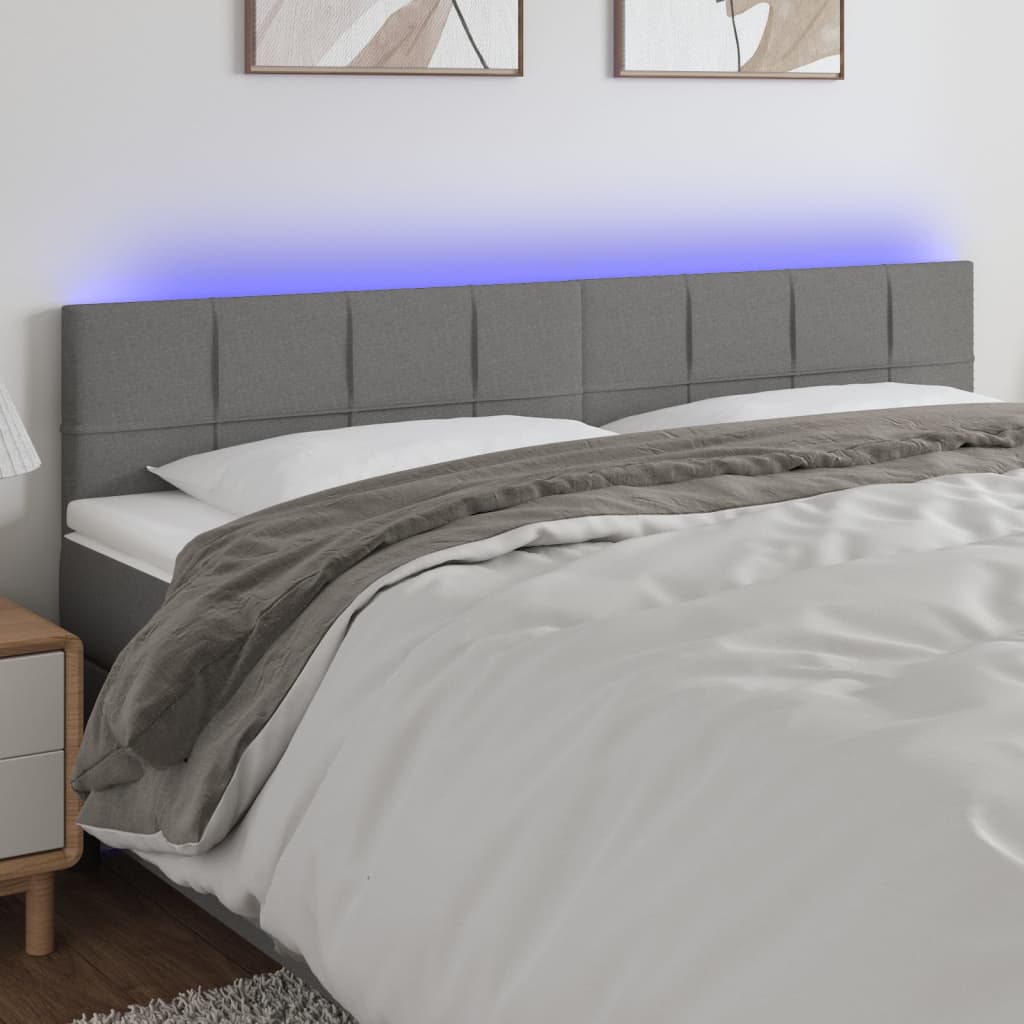 vidaXL Hoofdbord LED 80x5x78/88 cm stof lichtgrijs