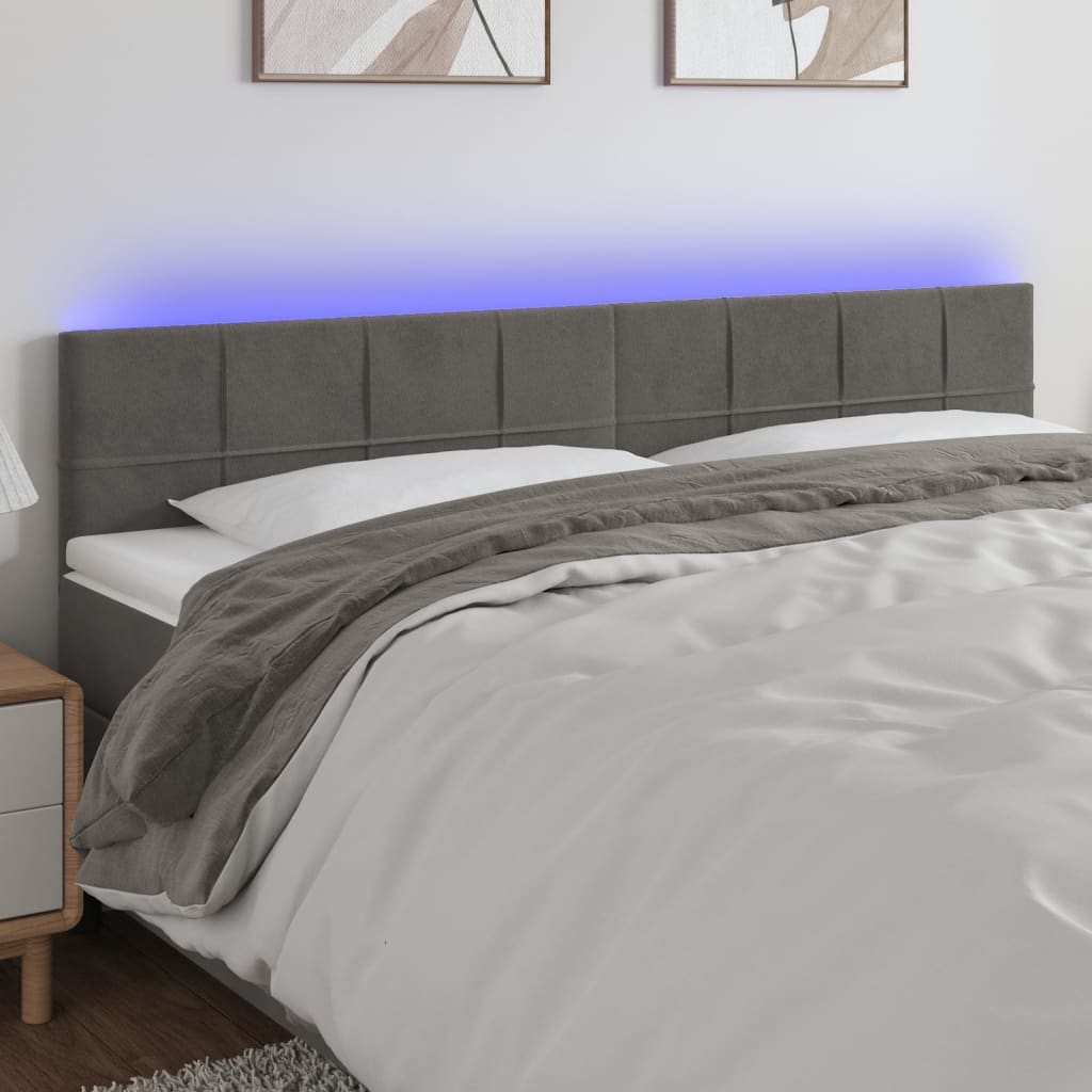 vidaXL Hoofdbord LED 80x5x78/88 cm fluweel lichtgrijs