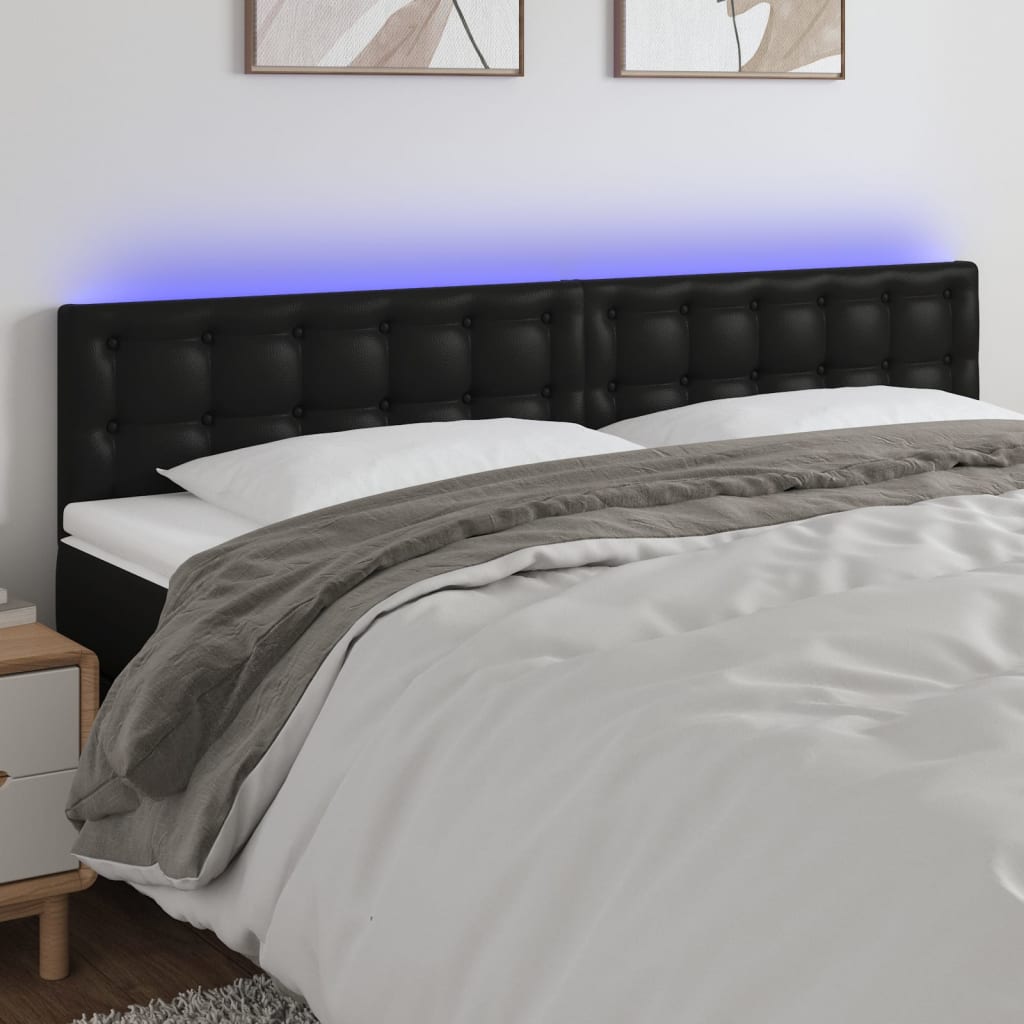 vidaXL Hoofdbord LED 80x5x78/88 cm kunstleer zwart