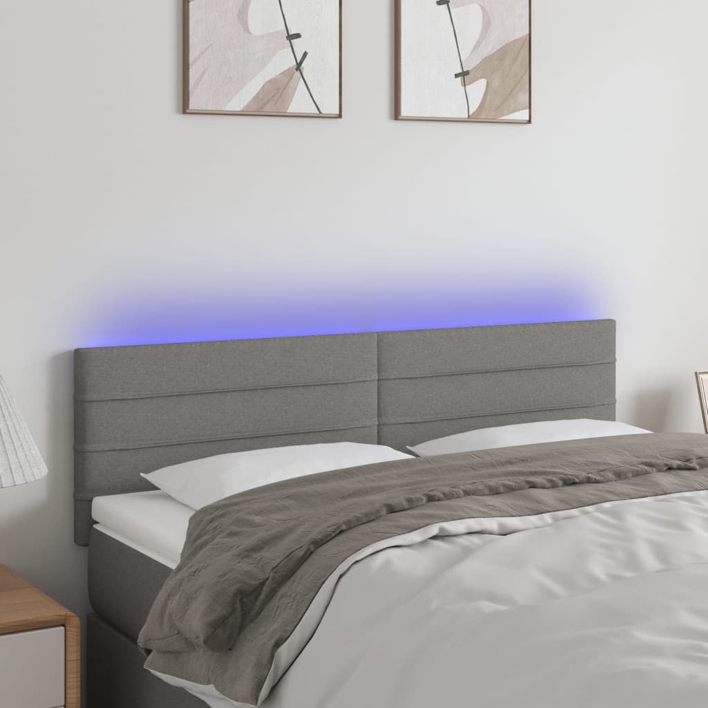 vidaXL Hoofdbord LED 80x5x78/88 cm stof lichtgrijs