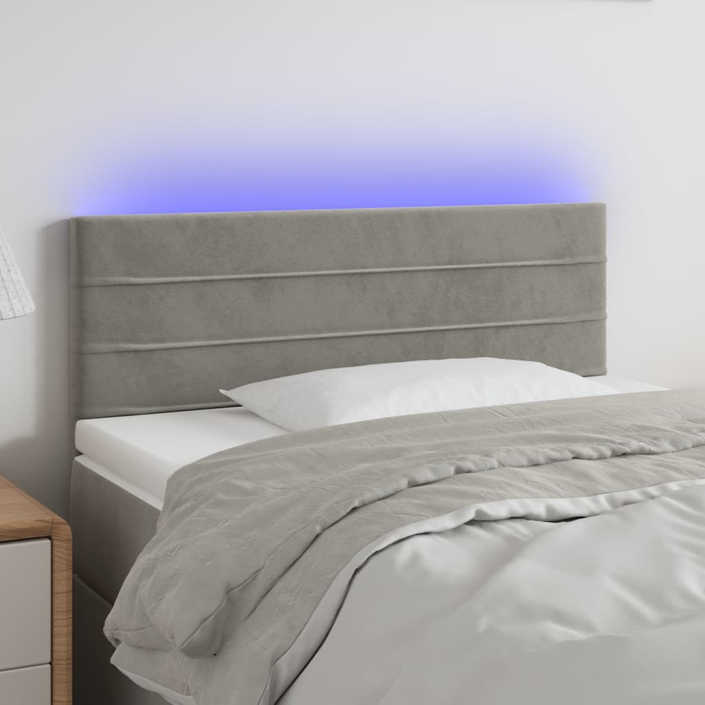 vidaXL Headboard LED 80x5x78/88 cm velvet light grey