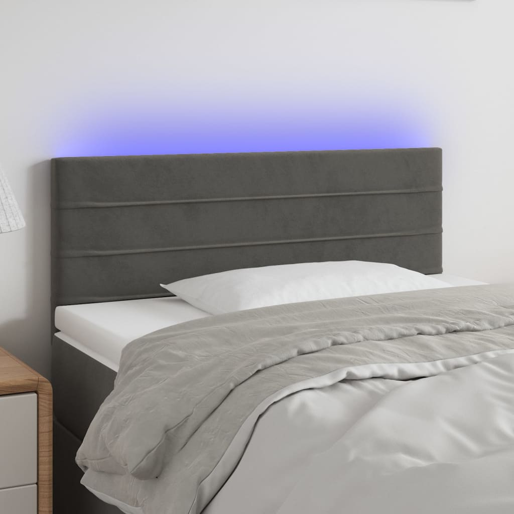 vidaXL Headboard LED 80x5x78/88 cm velvet light grey