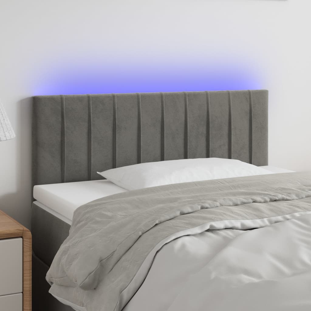 vidaXL LED Headboard 80x5x78/88 cm Velvet Light Grey