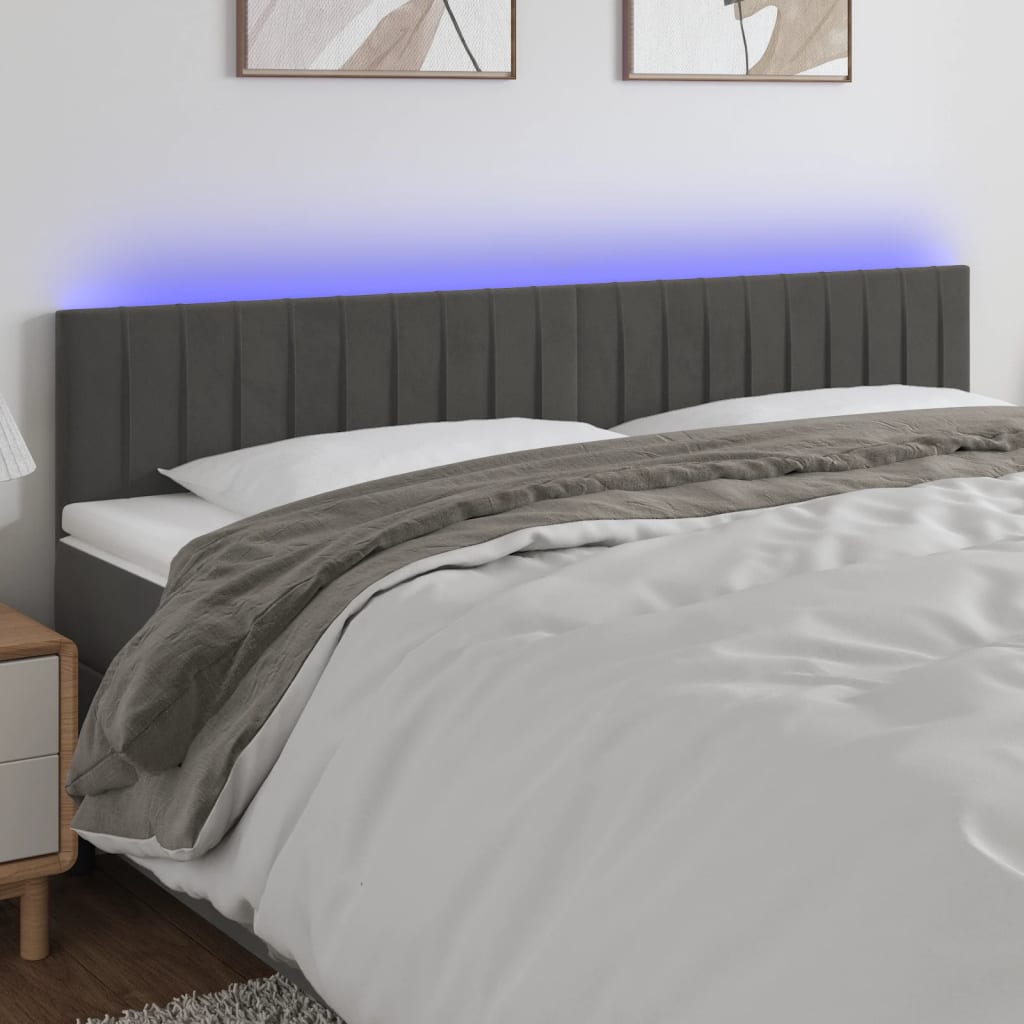 vidaXL LED Headboard 80x5x78/88 cm Velvet Light Grey