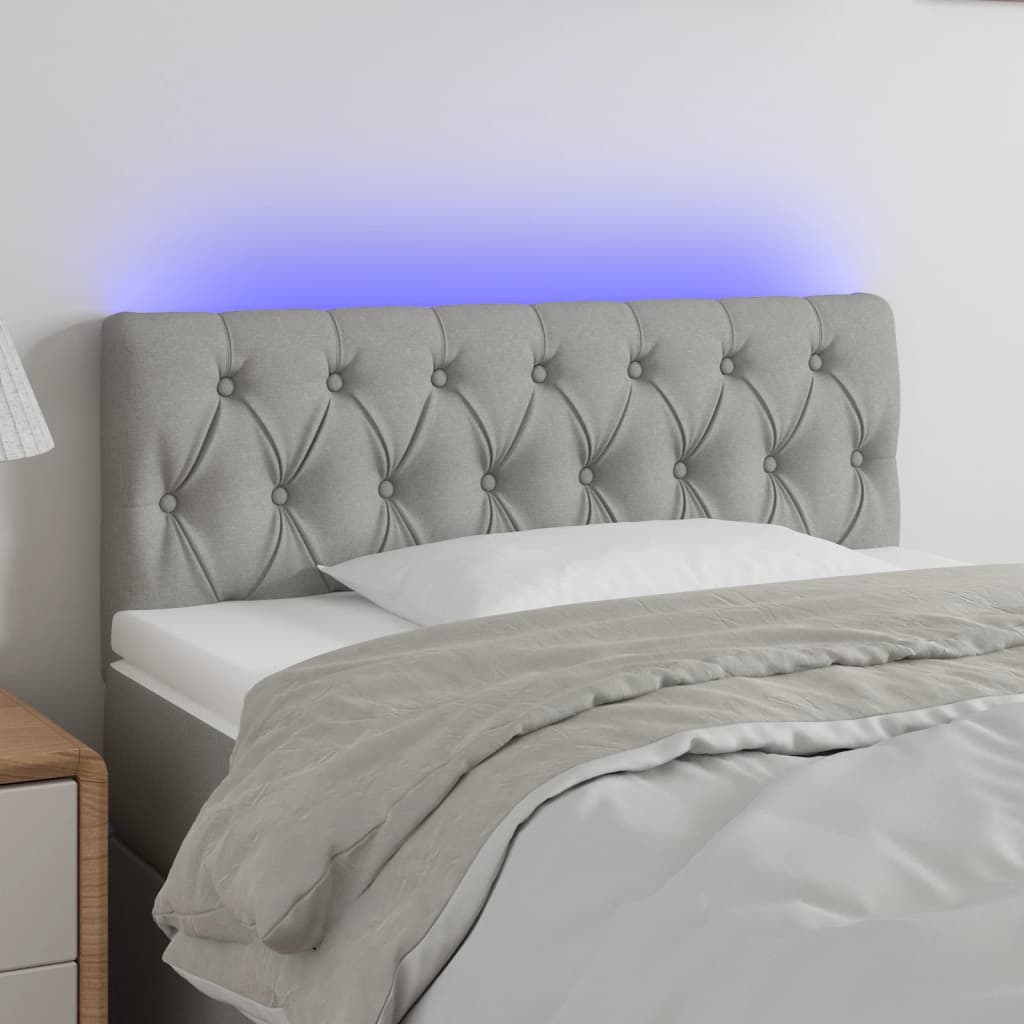 vidaXL Hoofdbord LED 80x7x78/88 cm stof lichtgrijs