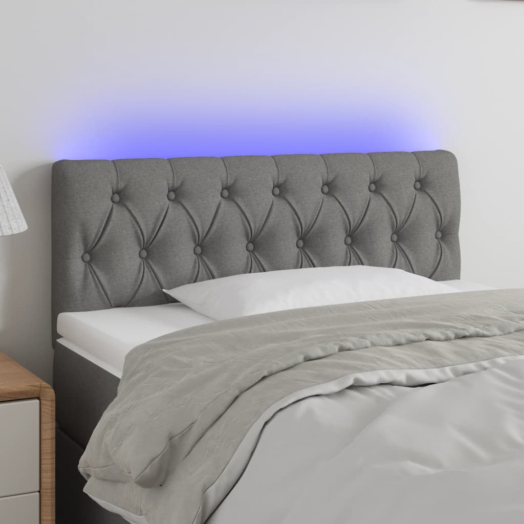 vidaXL Hoofdbord LED 80x7x78/88 cm stof lichtgrijs