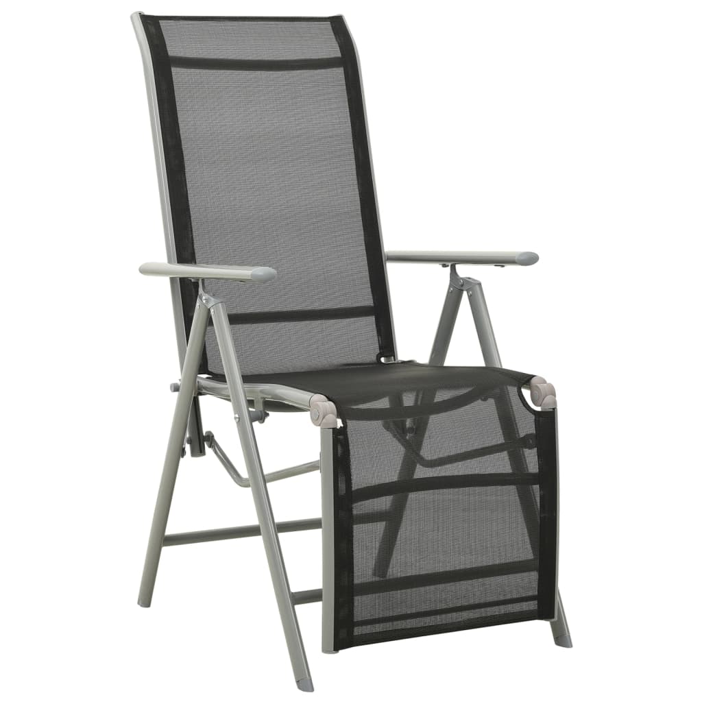 vidaXL Tuinstoelen 2 st verstelbaar textileen aluminium zwart