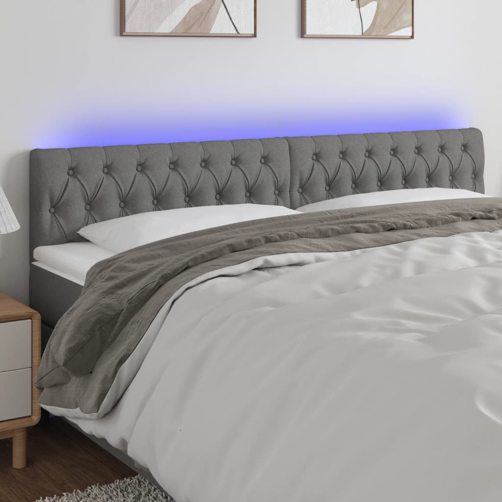 vidaXL Hoofdbord LED 80x7x78/88 cm stof lichtgrijs