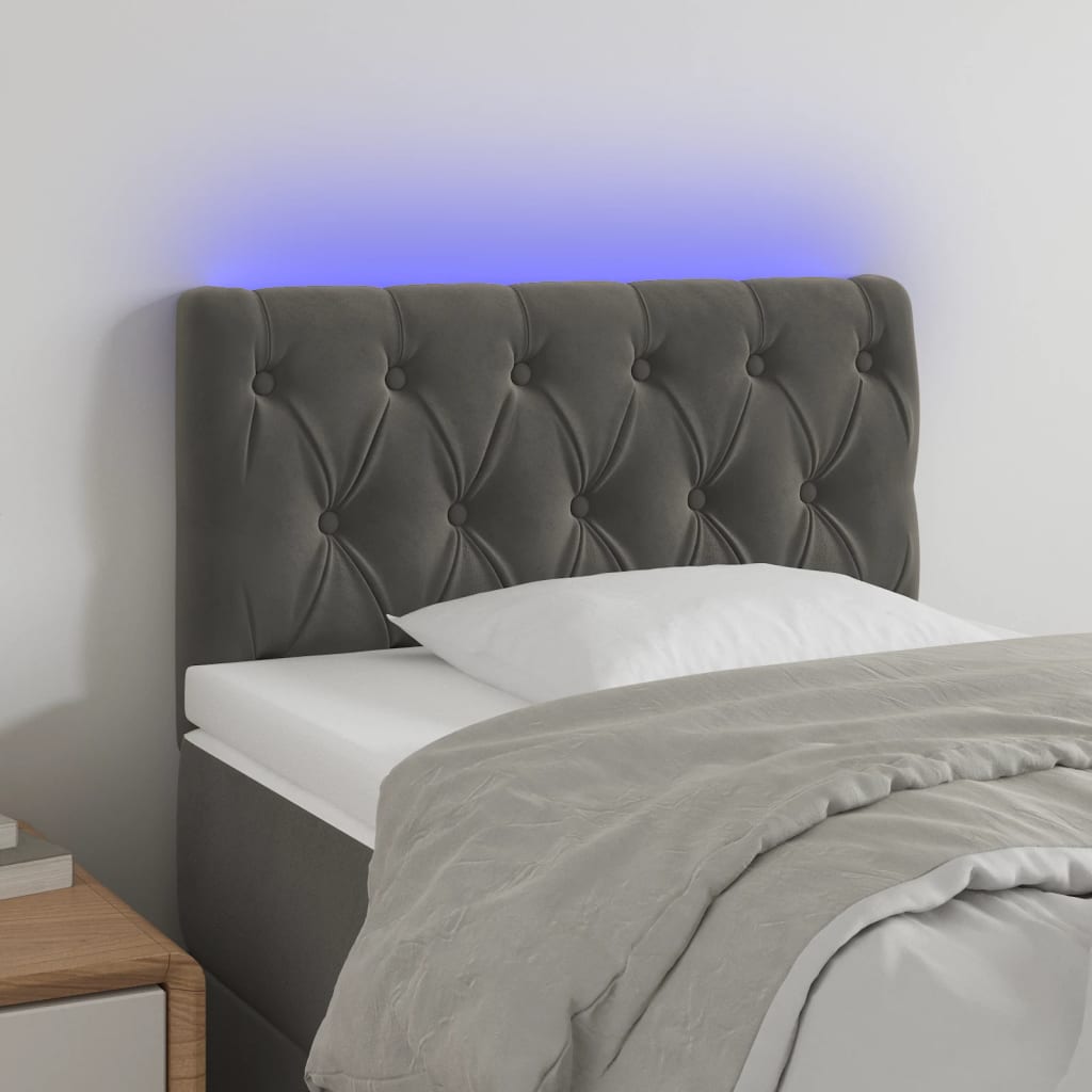 vidaXL Hoofdbord LED 80x7x78/88 cm fluweel lichtgrijs