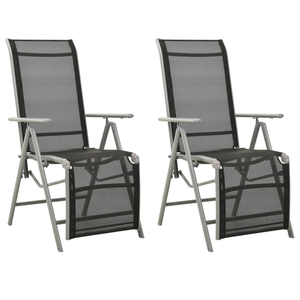 vidaXL Tuinstoelen 2 st verstelbaar textileen aluminium zwart
