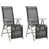 vidaXL Tuinstoelen 2 st verstelbaar textileen aluminium zwart