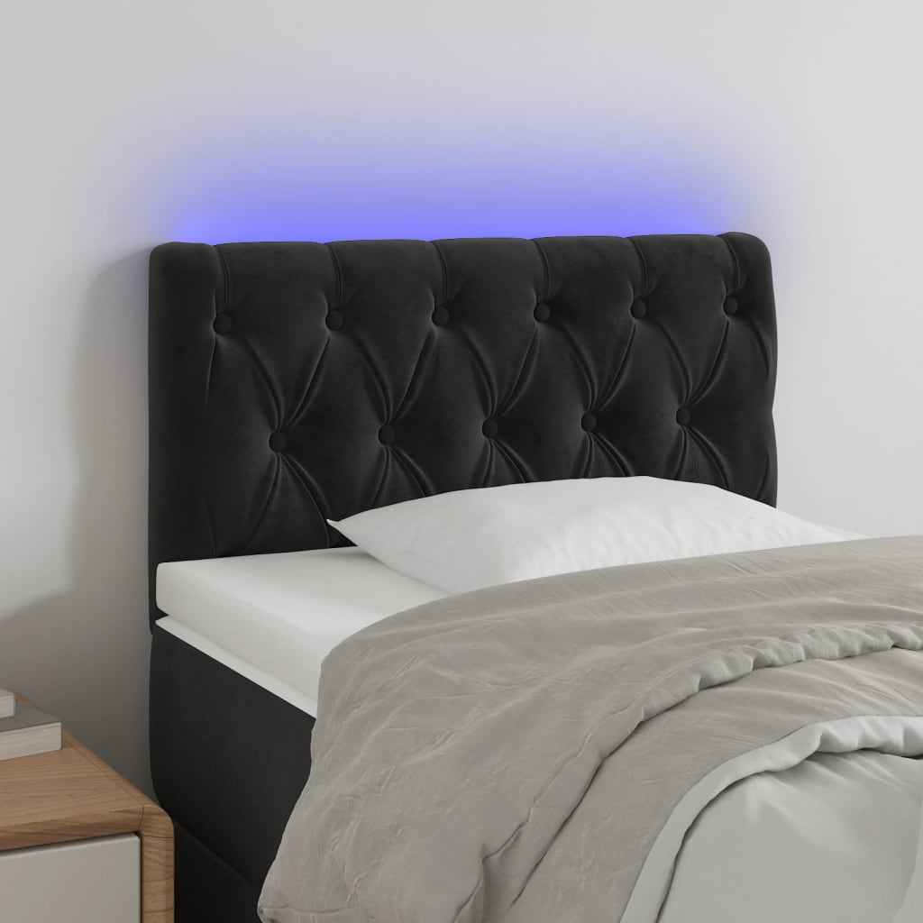 vidaXL Hoofdbord LED 80x7x78/88 cm fluweel lichtgrijs