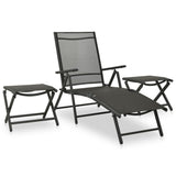 vidaXL 3-piece Lounge Set Textilene and Aluminium Black