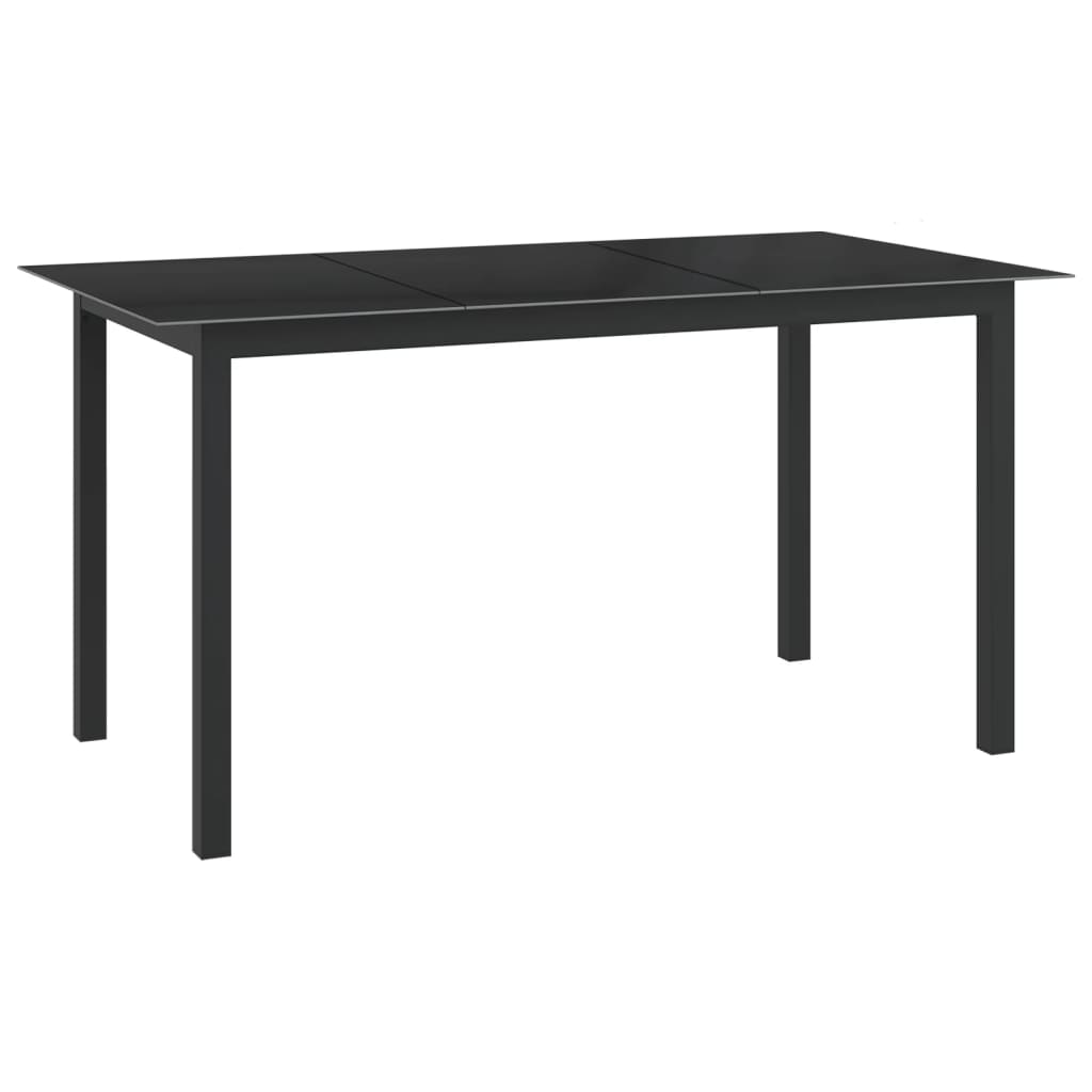 vidaXL Tuintafel 80x80x74 cm aluminium en glas zwart