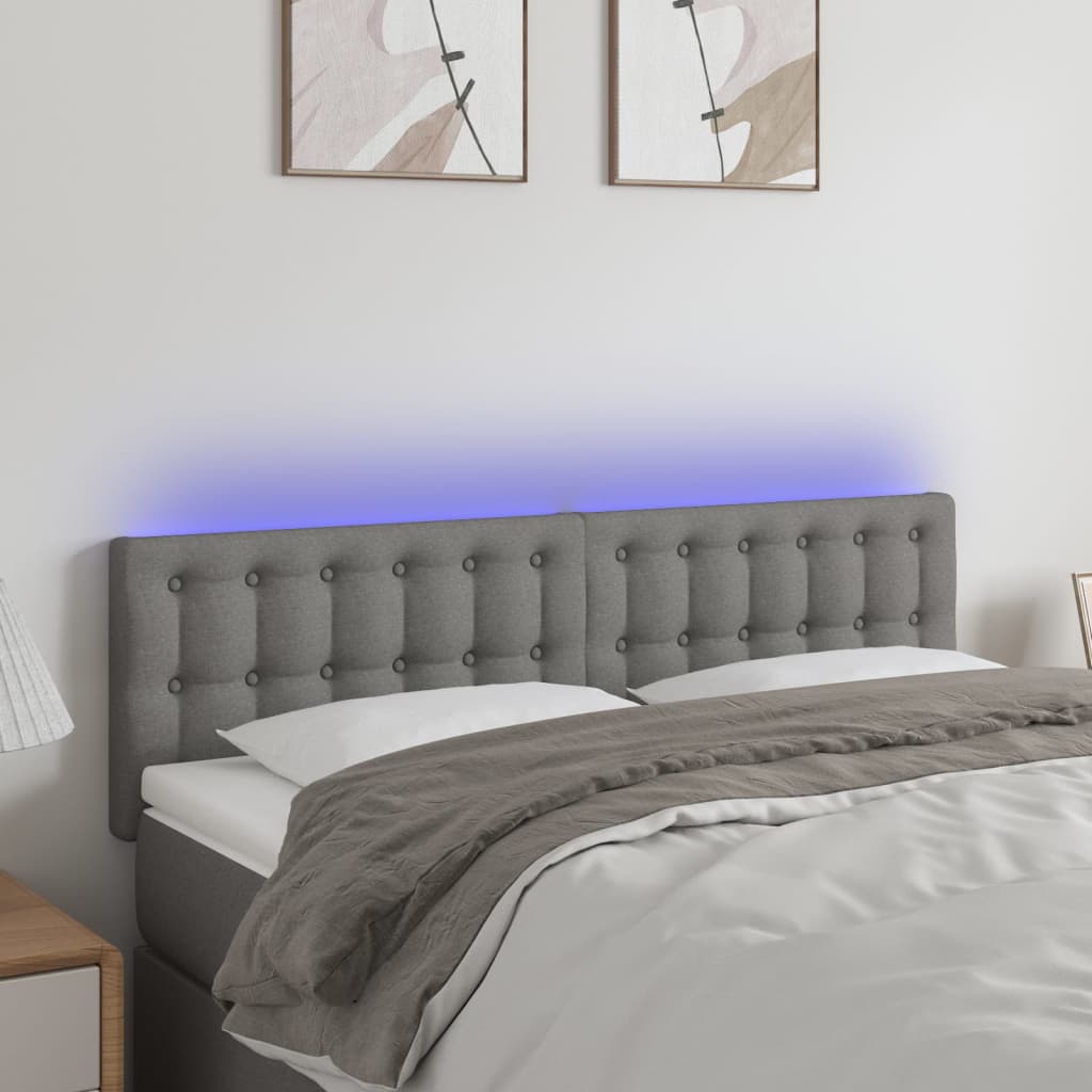 vidaXL Hoofdbord LED 80x5x78/88 cm stof lichtgrijs