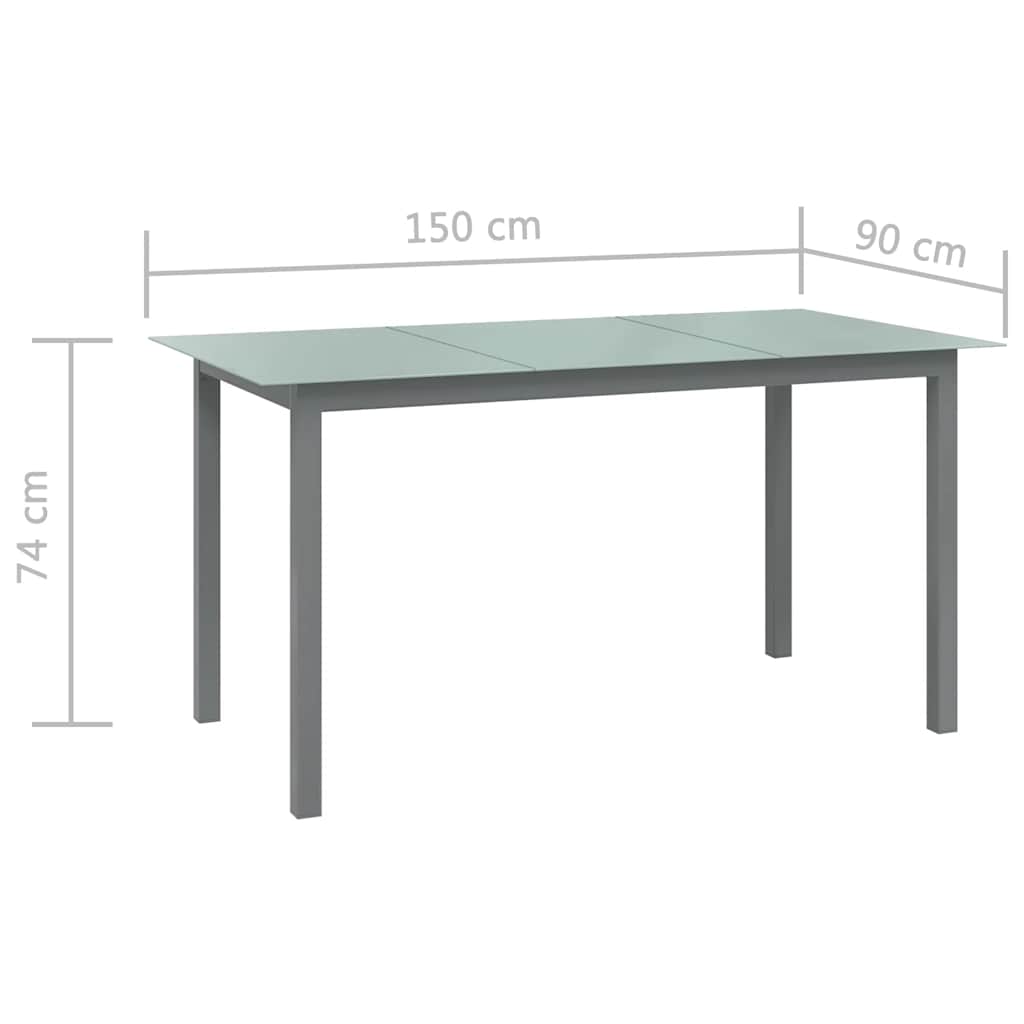 vidaXL Tuintafel 80x80x74 cm aluminium en glas zwart