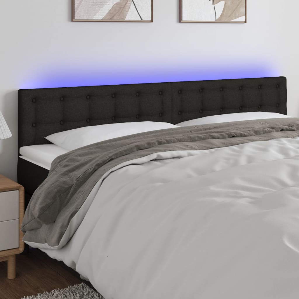 vidaXL Hoofdbord LED 80x5x78/88 cm stof lichtgrijs