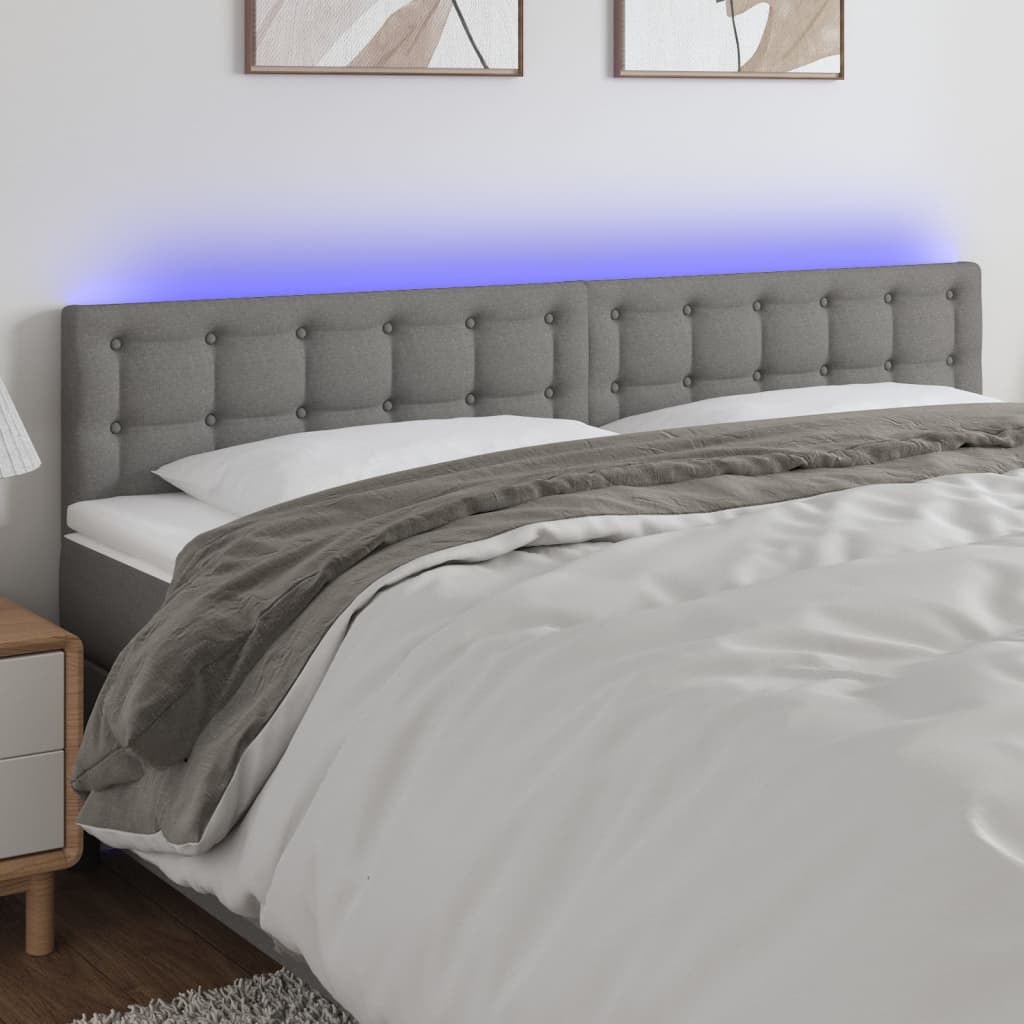 vidaXL Hoofdbord LED 80x5x78/88 cm stof lichtgrijs
