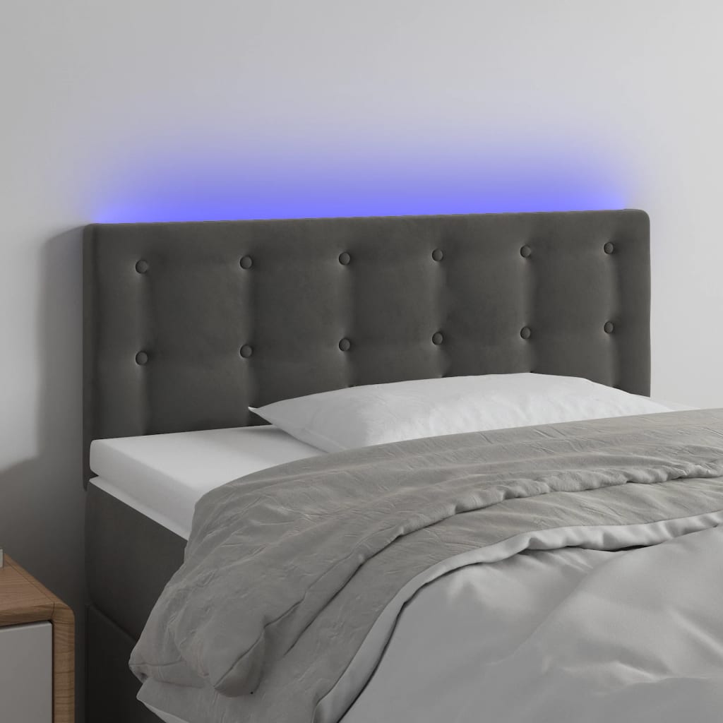 vidaXL Hoofdbord LED 80x5x78/88 cm fluweel lichtgrijs