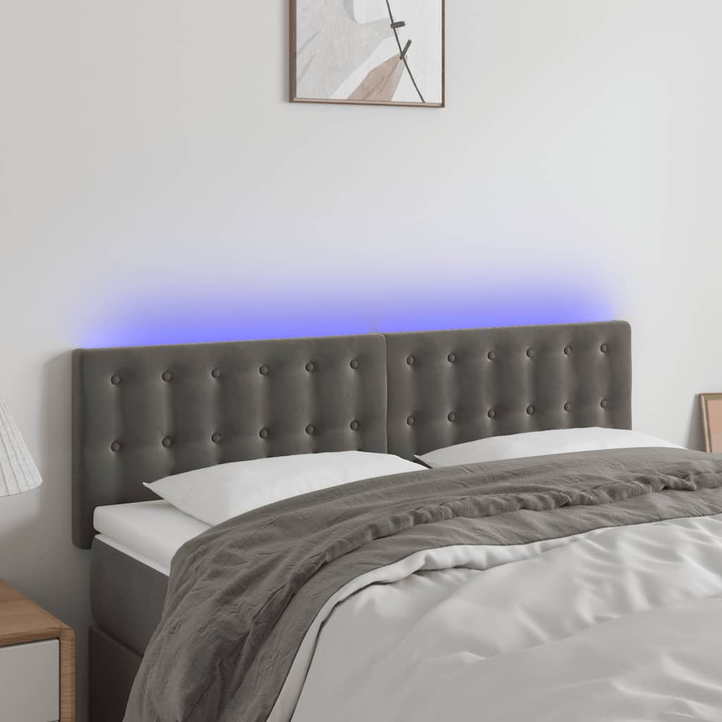 vidaXL Hoofdbord LED 80x5x78/88 cm fluweel lichtgrijs