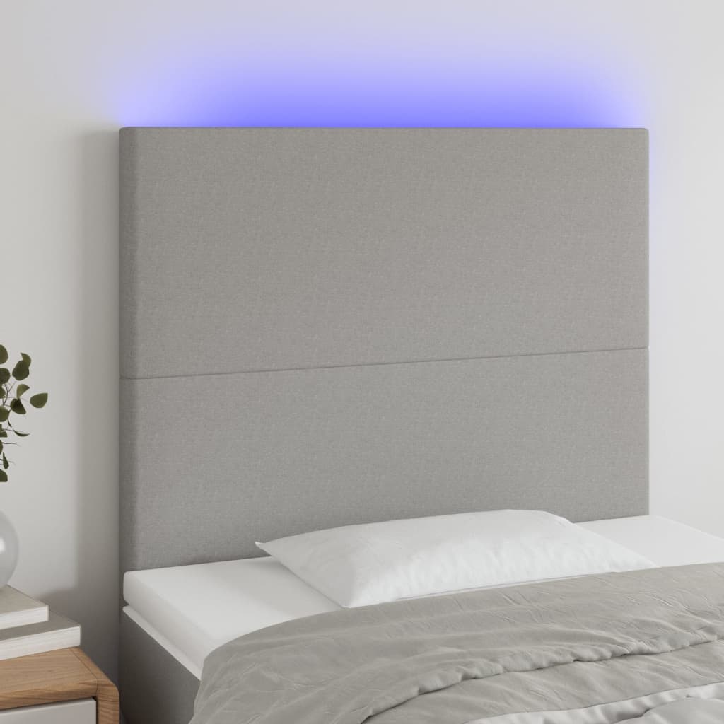vidaXL Hoofdbord LED 80x5x78/88 cm stof lichtgrijs