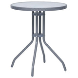 vidaXL Tuintafel 60 cm staal en glas lichtgrijs