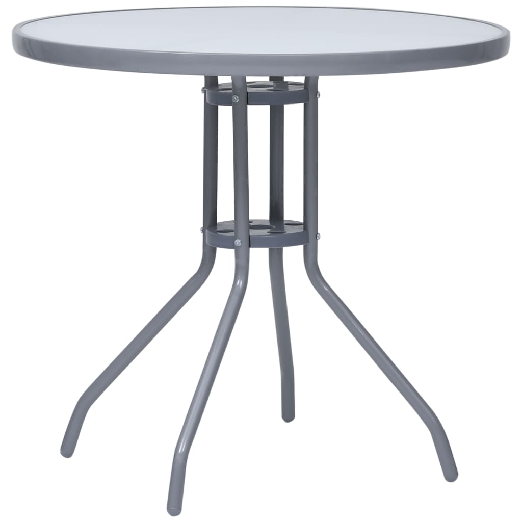 vidaXL Tuintafel 60 cm staal en glas lichtgrijs