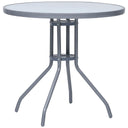vidaXL Tuintafel 60 cm staal en glas lichtgrijs