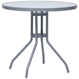 vidaXL Tuintafel 60 cm staal en glas lichtgrijs