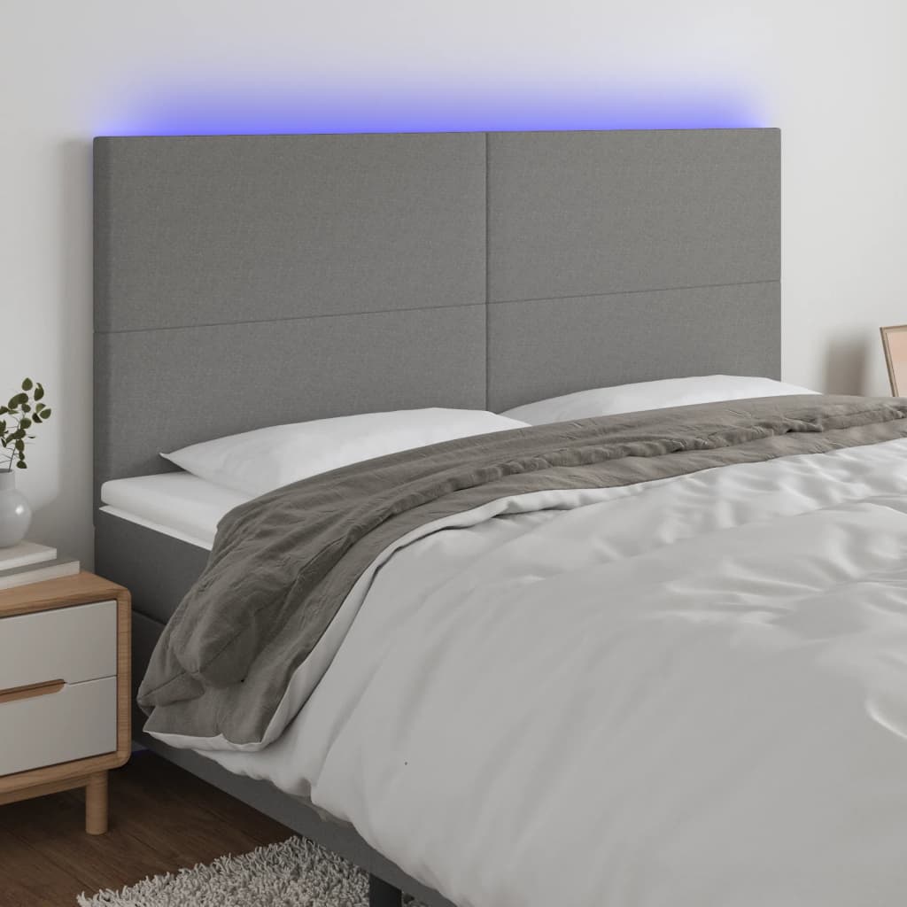 vidaXL Hoofdbord LED 80x5x78/88 cm stof lichtgrijs