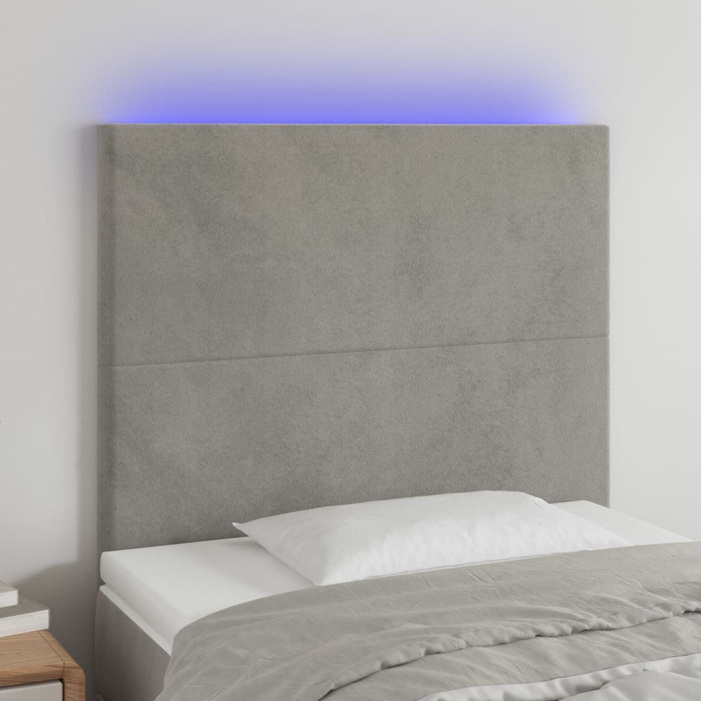 vidaXL Hoofdbord LED 80x5x78/88 cm fluweel lichtgrijs