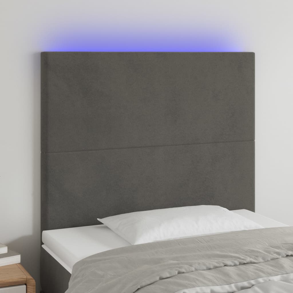 vidaXL Hoofdbord LED 80x5x78/88 cm fluweel lichtgrijs