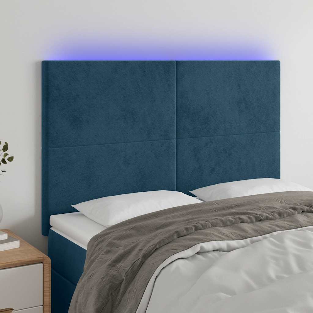 vidaXL Hoofdbord LED 80x5x78/88 cm fluweel lichtgrijs