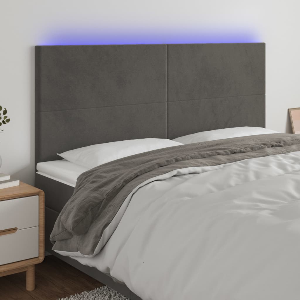 vidaXL Hoofdbord LED 80x5x78/88 cm fluweel lichtgrijs