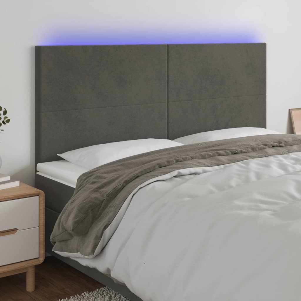 vidaXL Hoofdbord LED 80x5x78/88 cm fluweel lichtgrijs