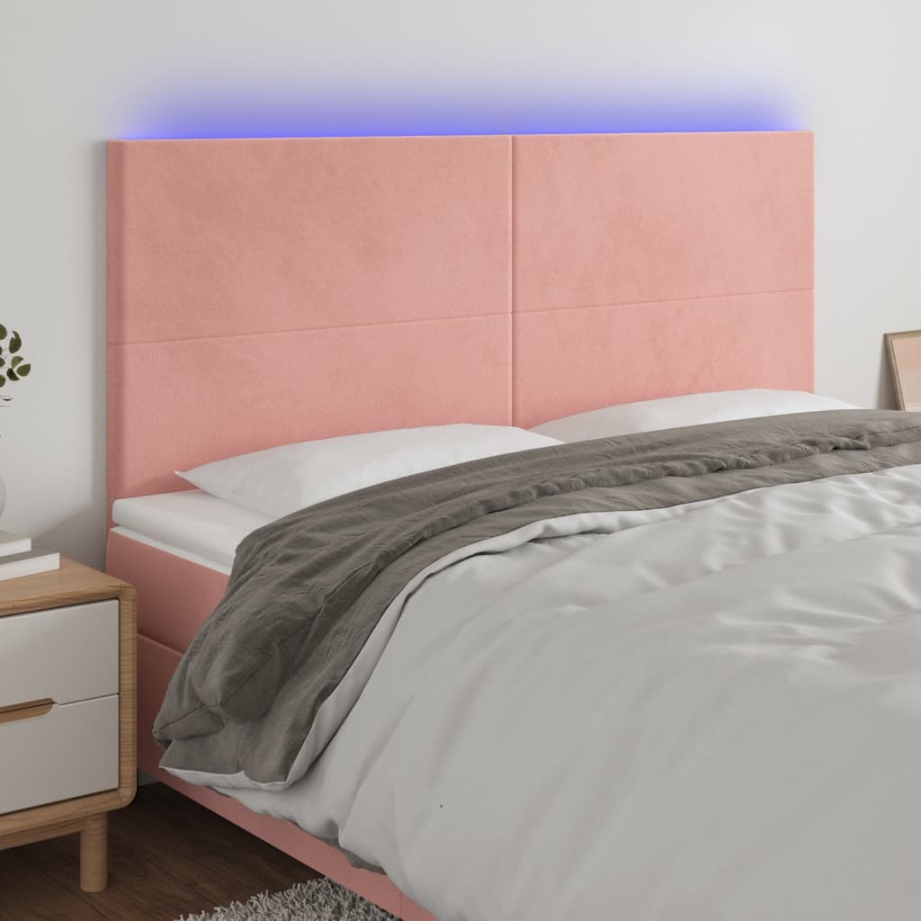 vidaXL Hoofdbord LED 80x5x78/88 cm fluweel lichtgrijs