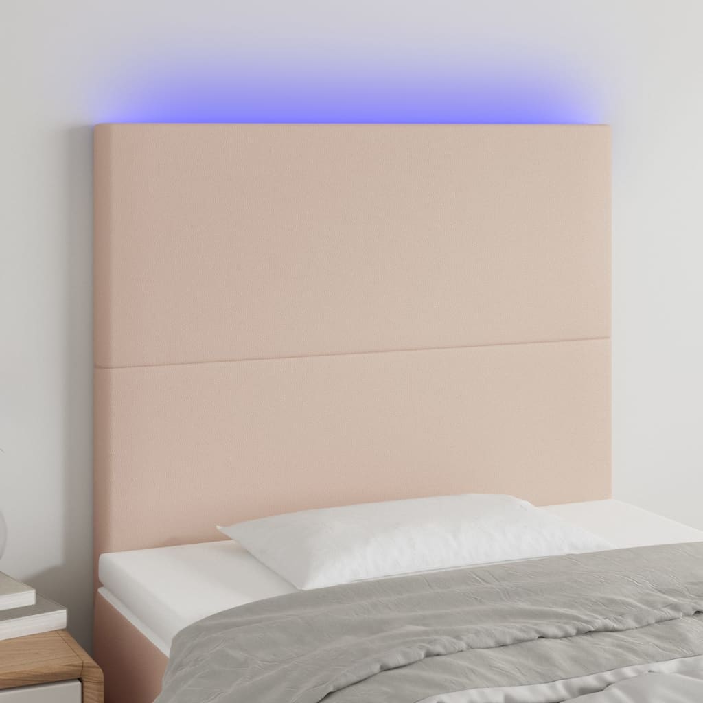 vidaXL Headboard LED 80x5x78/88 cm faux leather black